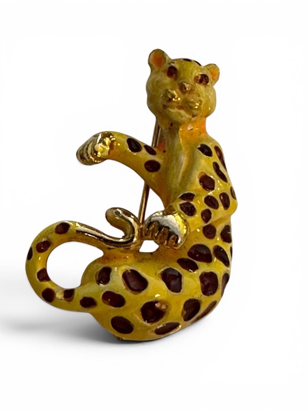 Vintage Enamel Leopard Figural Brooch